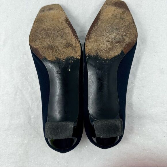 Stuart Weiztman Deep Blue Kitten Heel Loafers- Size 7W - Picture 9 of 14